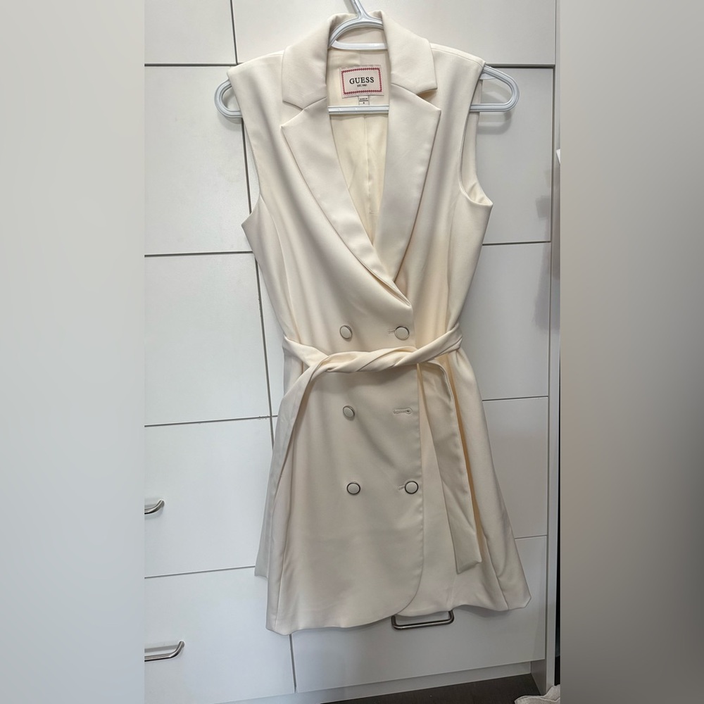 Elegant Cream Double-Breasted Dress